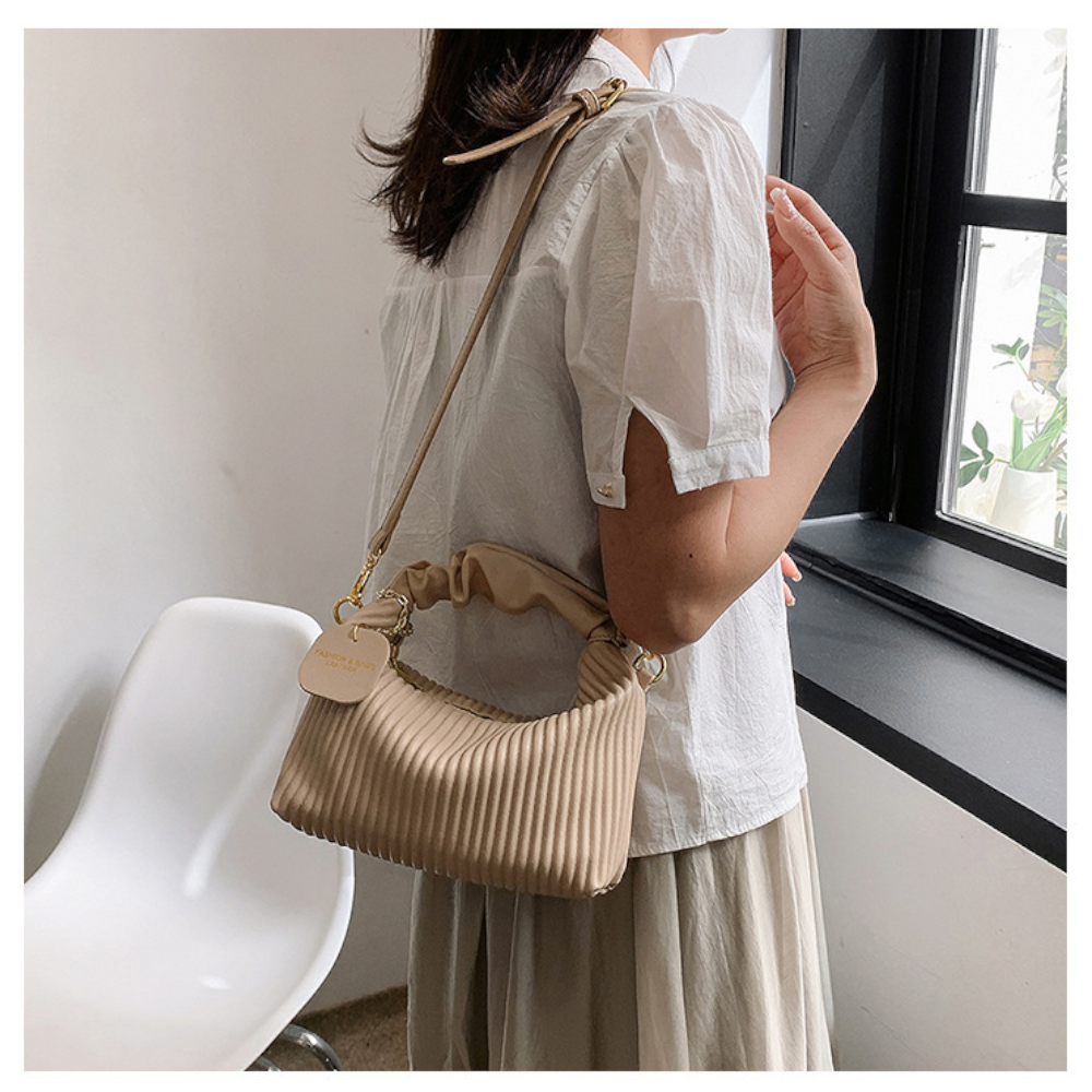 Elegant Vertical-Striped PU Leather Handbag – Chic Shoulder & Crossbody Bag