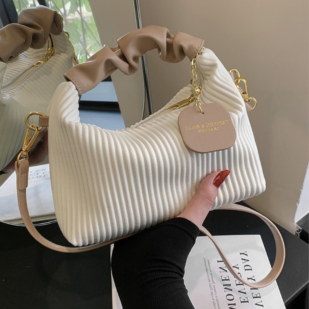 Elegant Vertical-Striped PU Leather Handbag – Chic Shoulder & Crossbody Bag