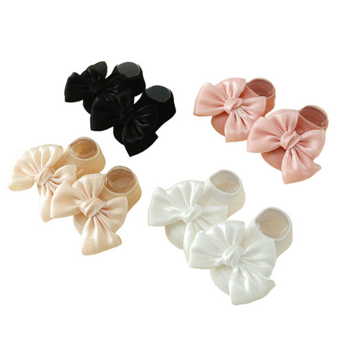 Baby Girl Satin Bow Non-Slip Socks – Cute Princess Style Floor Socks