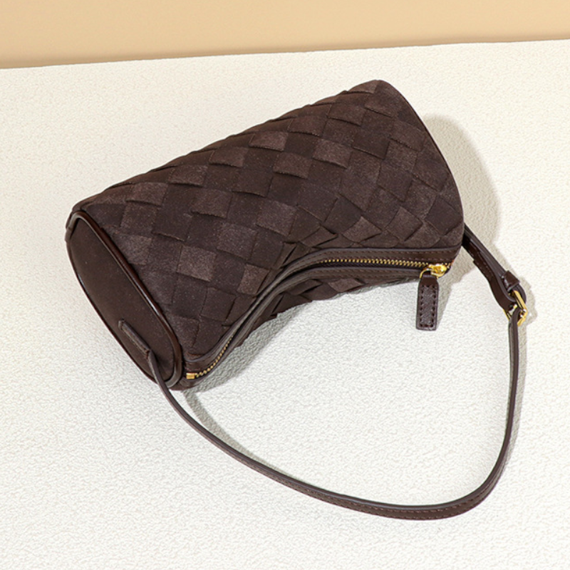 Handwoven Suede Mini Pillow Shoulder and Crossbody Purse