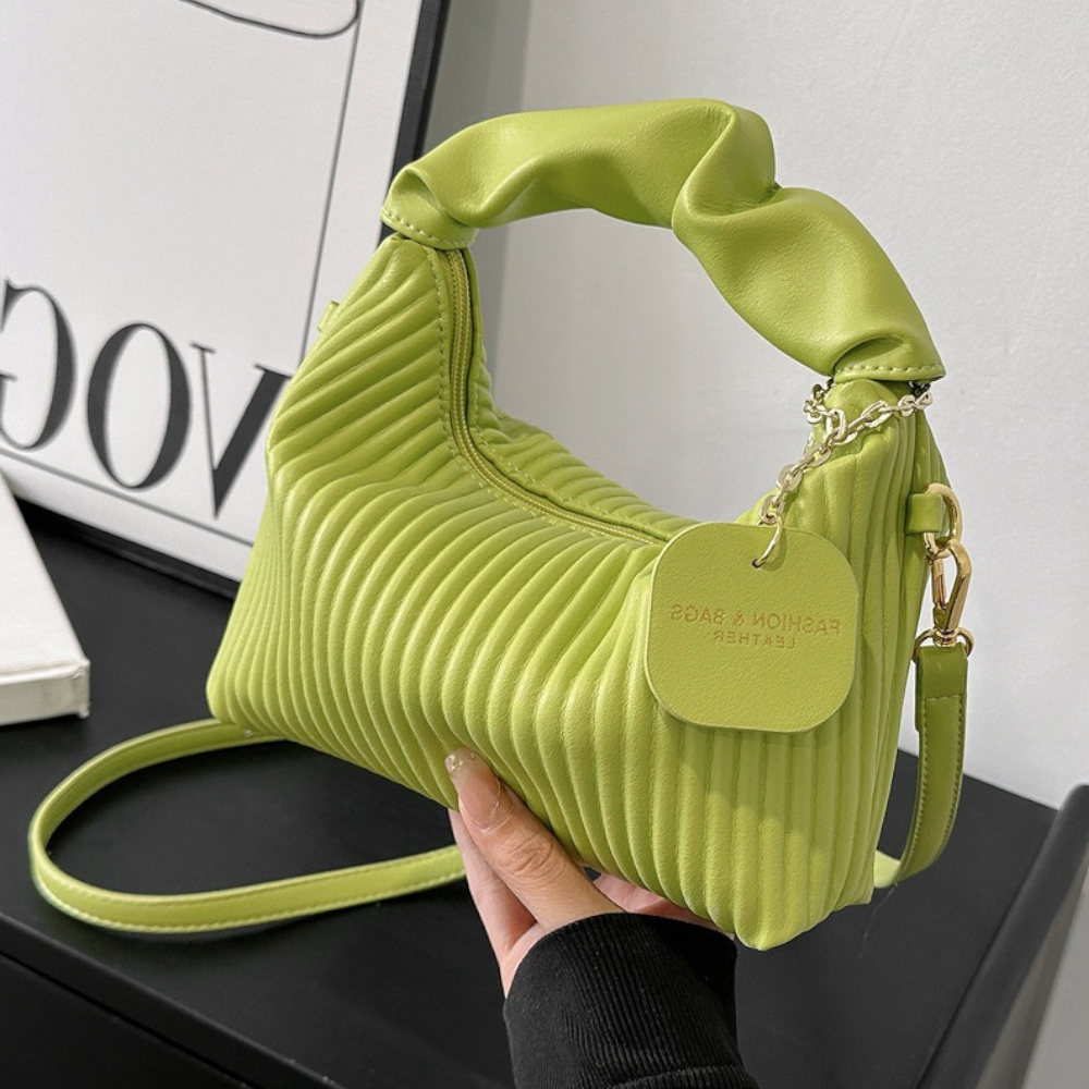 Elegant Vertical-Striped PU Leather Handbag – Chic Shoulder & Crossbody Bag