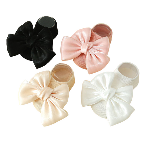 Baby Girl Satin Bow Non-Slip Socks – Cute Princess Style Floor Socks