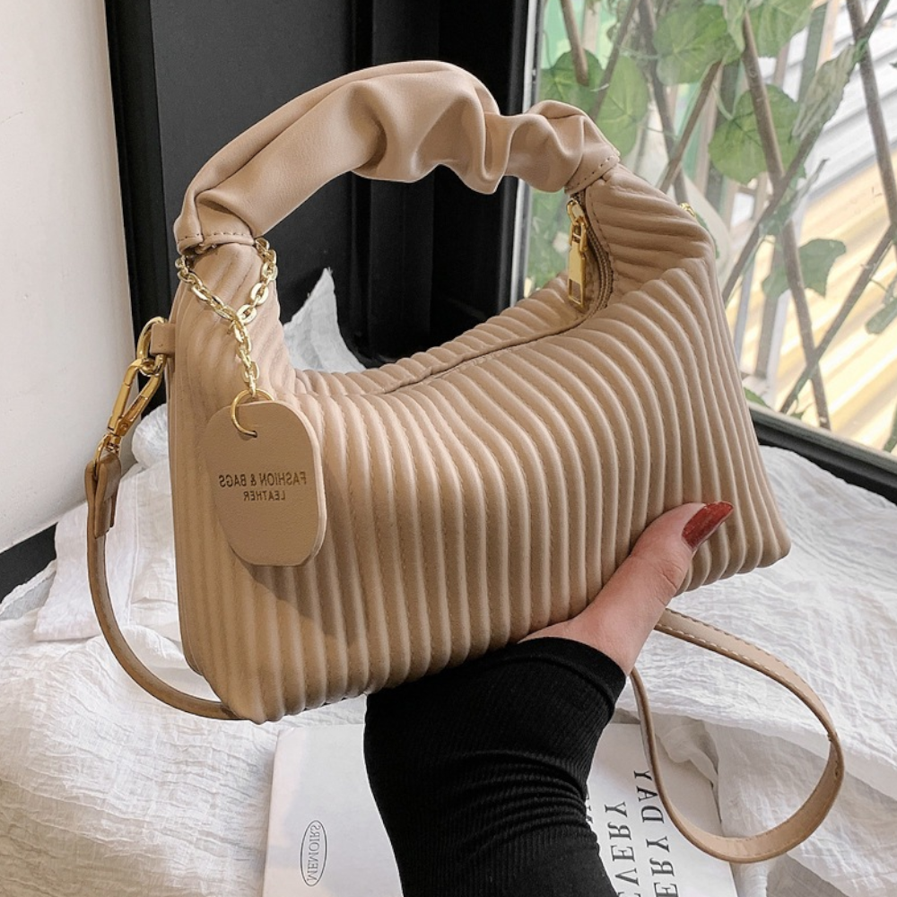 Elegant Vertical-Striped PU Leather Handbag – Chic Shoulder & Crossbody Bag