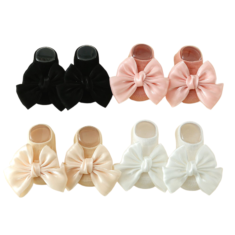 Baby Girl Satin Bow Non-Slip Socks – Cute Princess Style Floor Socks