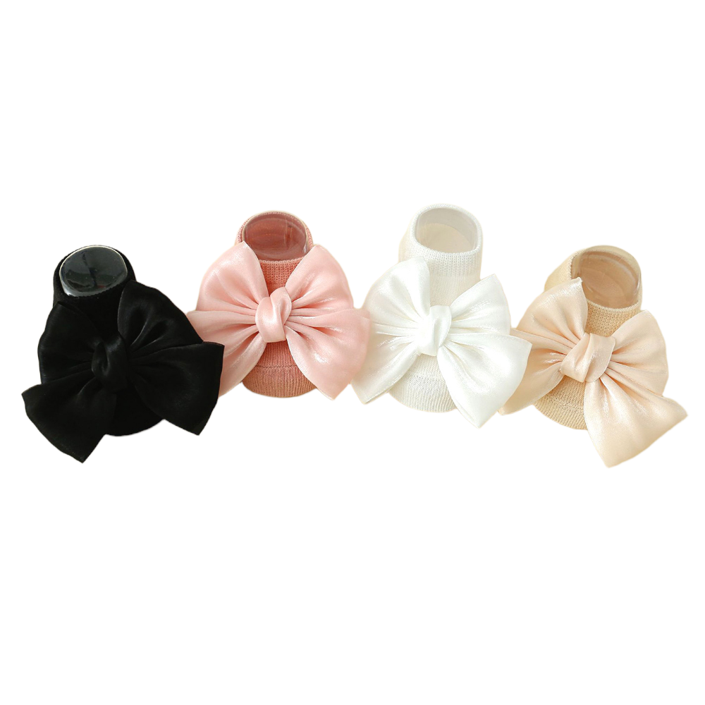 Baby Girl Satin Bow Non-Slip Socks – Cute Princess Style Floor Socks
