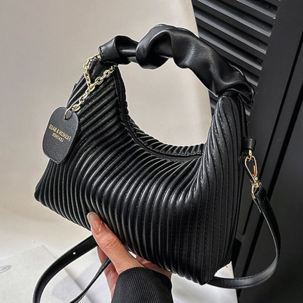 Elegant Vertical-Striped PU Leather Handbag – Chic Shoulder & Crossbody Bag