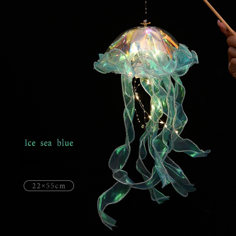 LED Jellyfish Hanging Lantern – Iridescent Handheld Light-Up Decoration