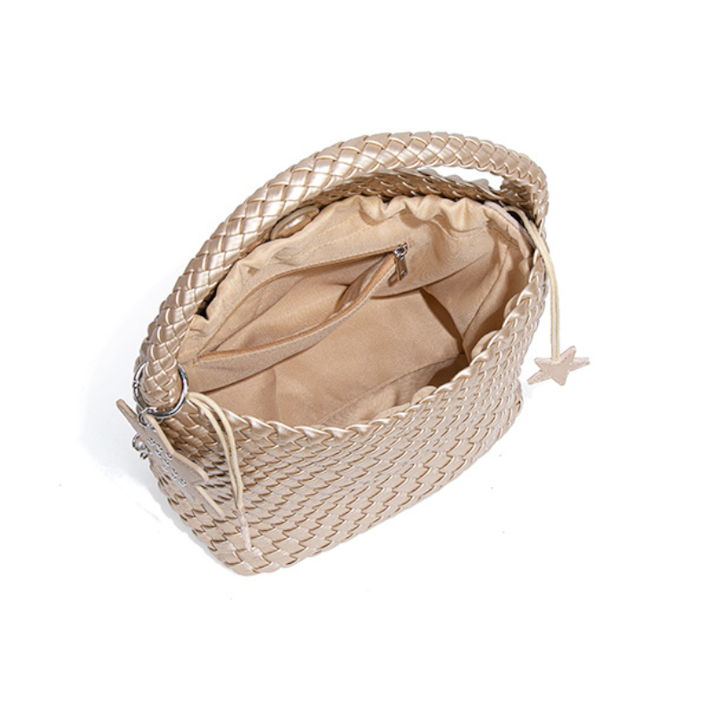 Woven Shoulder Handbag – Trendy Mini Tote with Star Charm