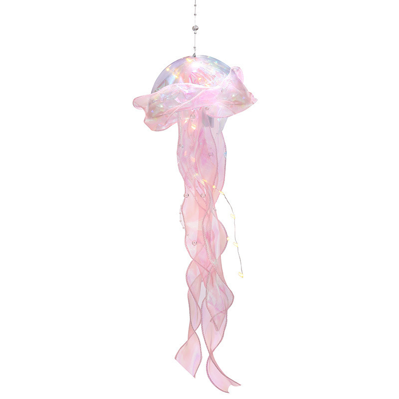 LED Jellyfish Hanging Lantern – Iridescent Handheld Light-Up Decoration