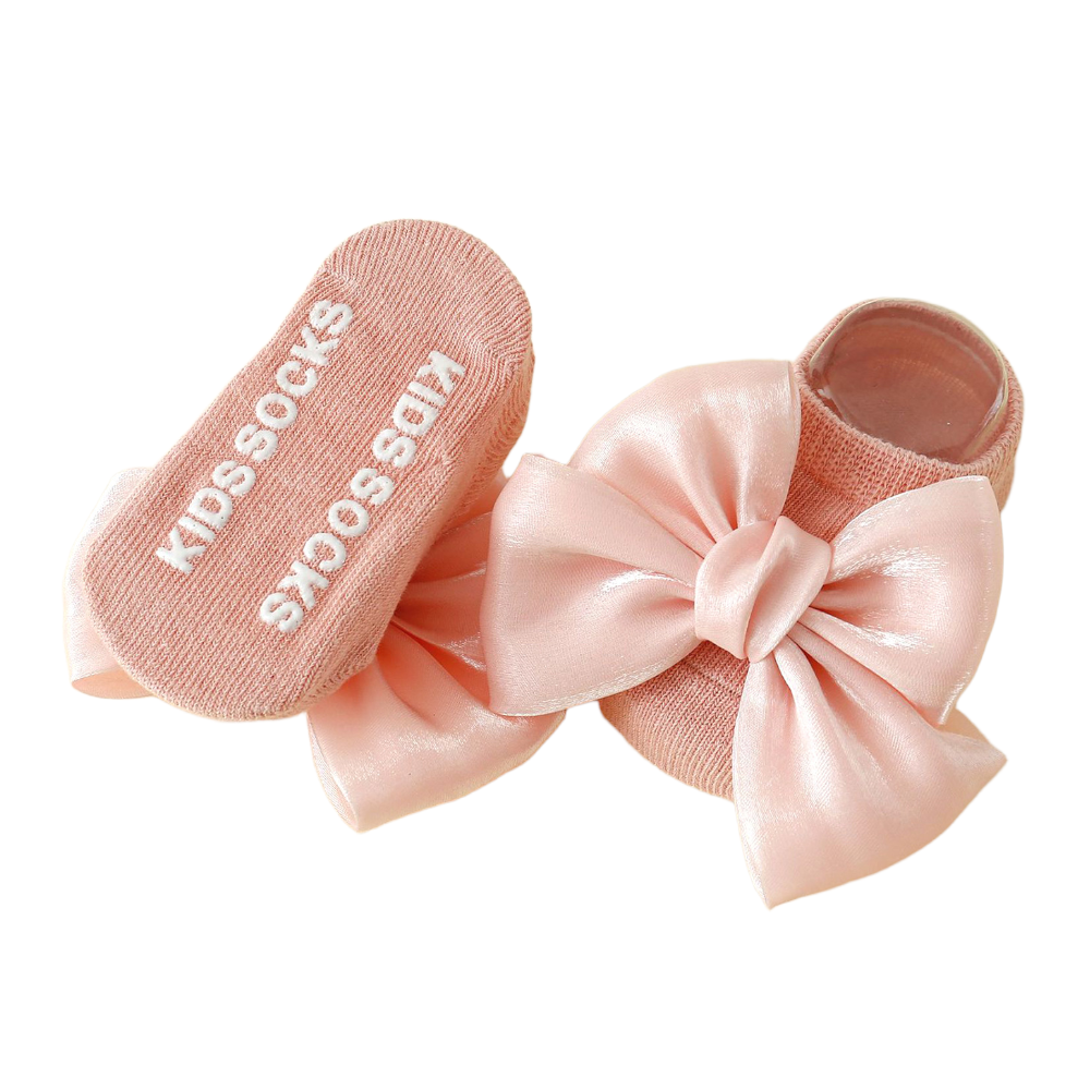Baby Girl Satin Bow Non-Slip Socks – Cute Princess Style Floor Socks