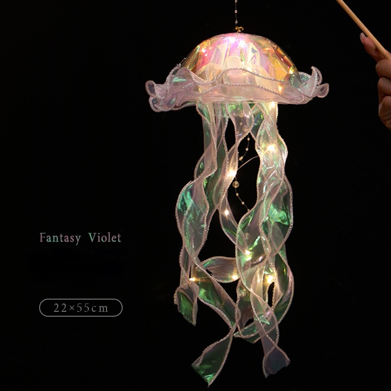 LED Jellyfish Hanging Lantern – Iridescent Handheld Light-Up Decoration