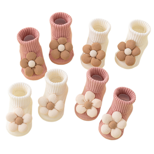 Baby Flower Non-Slip Socks – Soft Toddler Floor Socks for Early Walkers