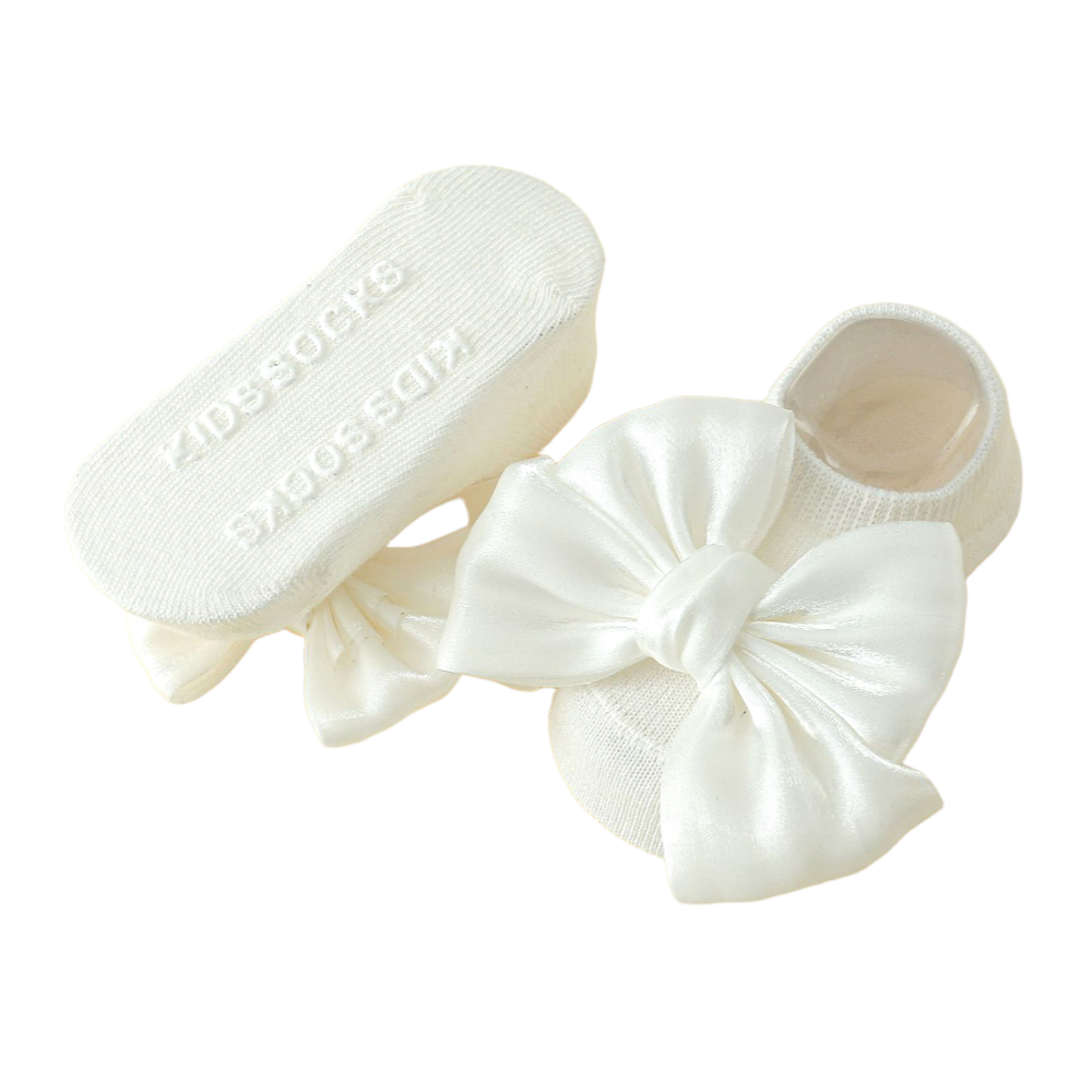 Baby Girl Satin Bow Non-Slip Socks – Cute Princess Style Floor Socks