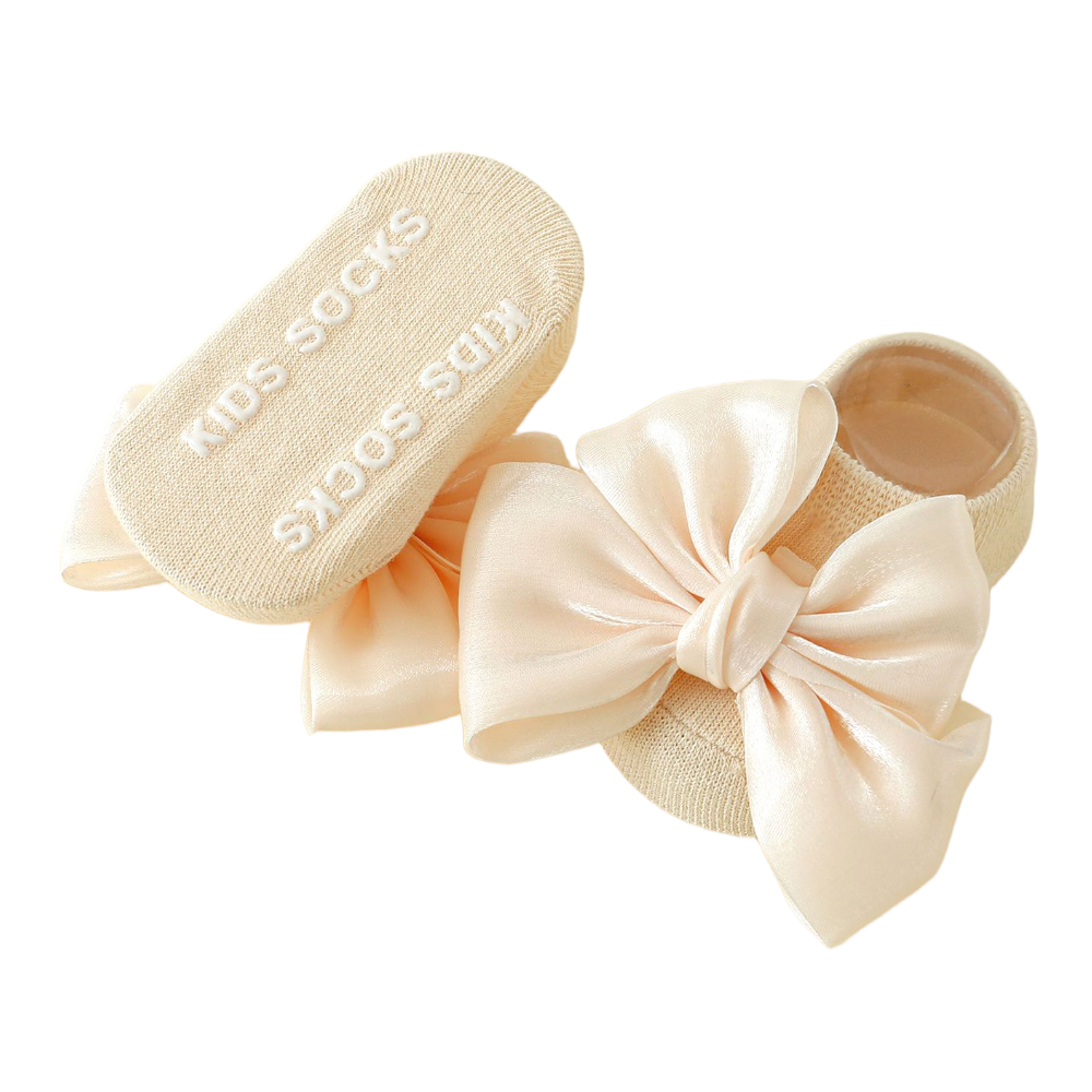 Baby Girl Satin Bow Non-Slip Socks – Cute Princess Style Floor Socks