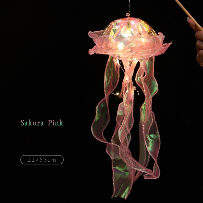 LED Jellyfish Hanging Lantern – Iridescent Handheld Light-Up Decoration
