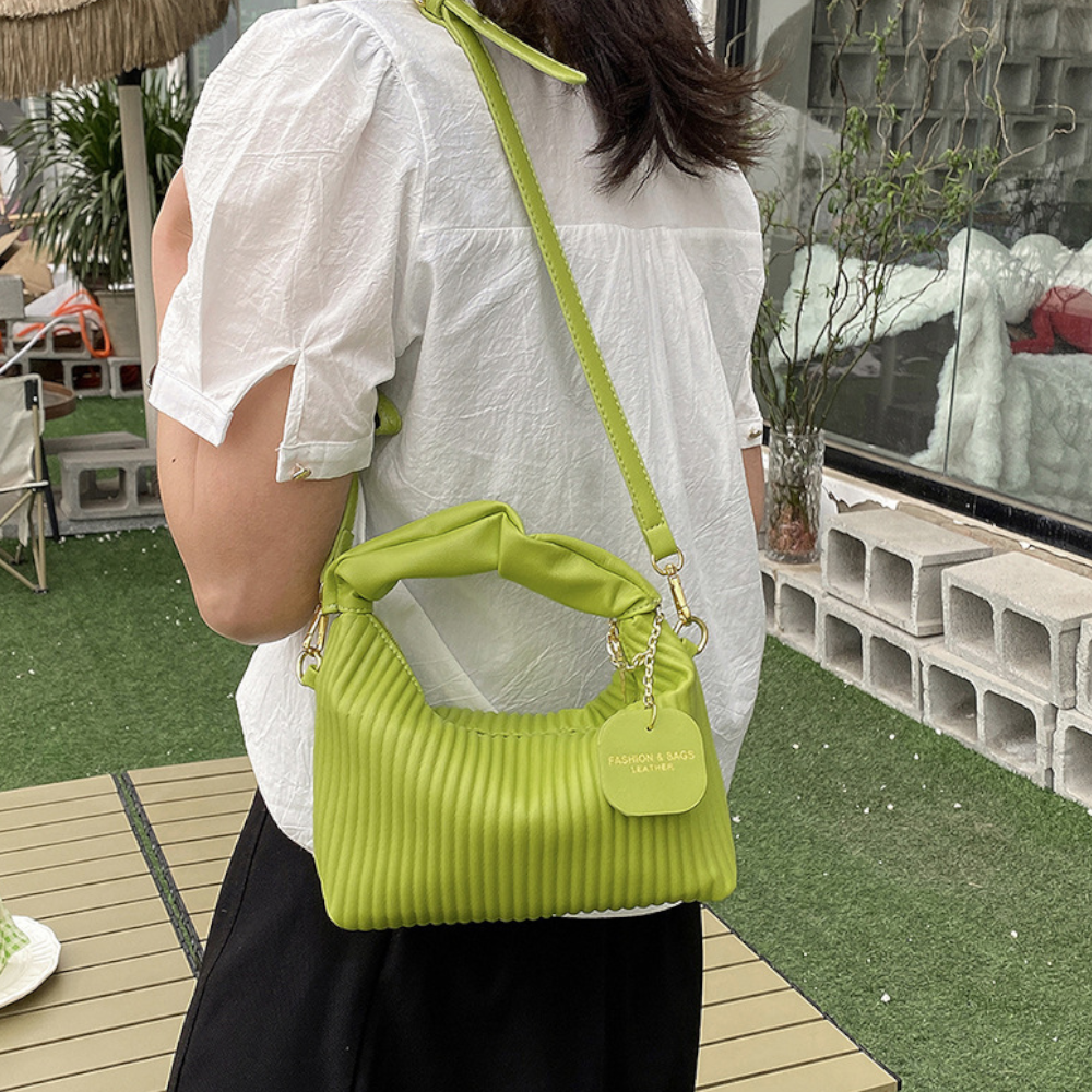 Elegant Vertical-Striped PU Leather Handbag – Chic Shoulder & Crossbody Bag
