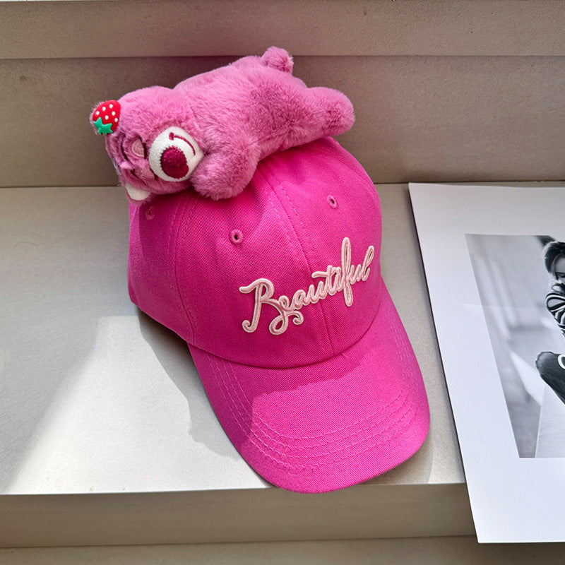 Trendy Cotton Baseball Cap with Plush Animal Design – Fun & Comfy