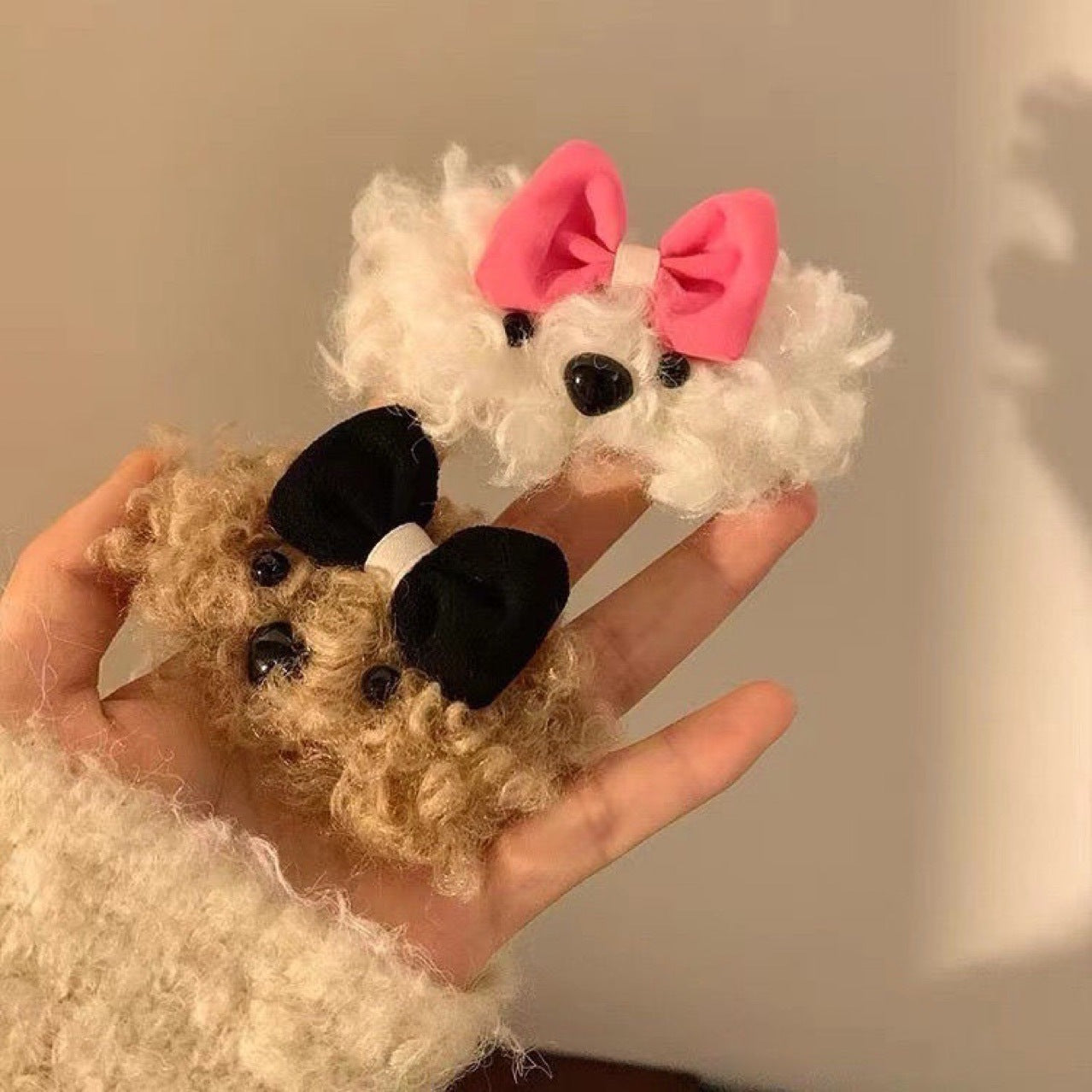 Cute Fluffy Dog Shaped Hair Clip – Winter Bowknot Hair Accessory for Women