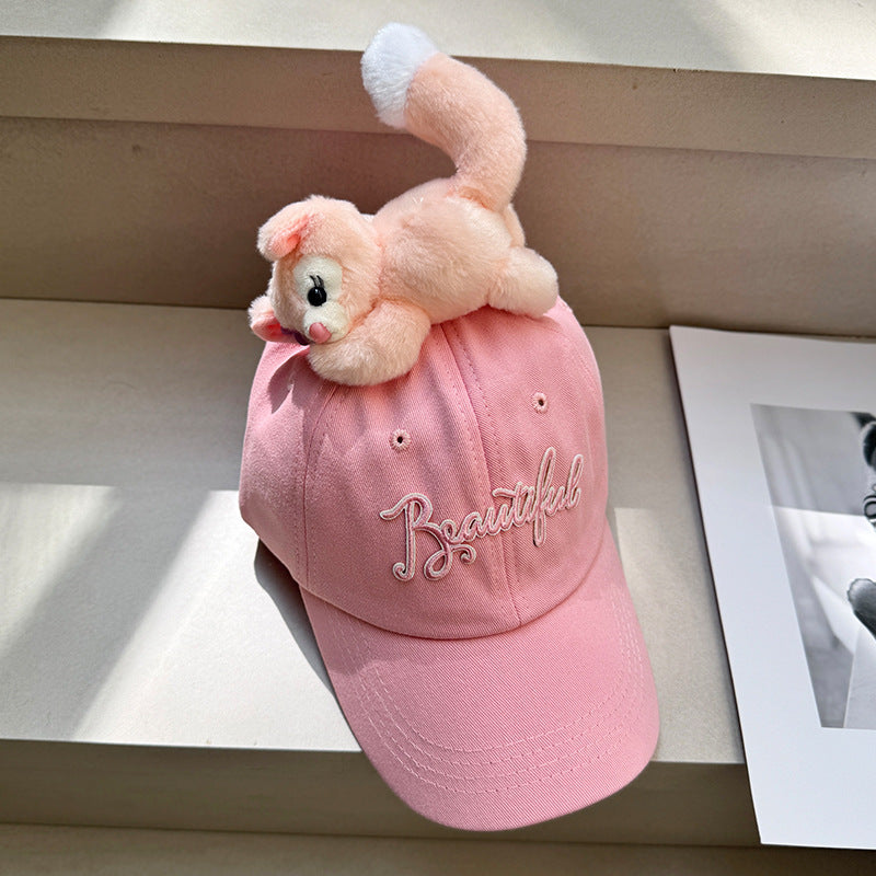 Trendy Cotton Baseball Cap with Plush Animal Design – Fun & Comfy