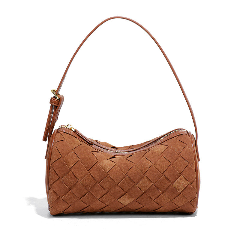 Handwoven Suede Mini Pillow Shoulder and Crossbody Purse