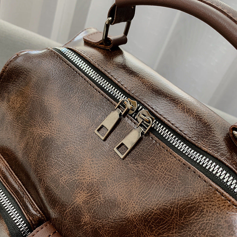 Vintage-Style Vegan Leather Backpack – Chic & Spacious Women’s Shoulder Bag