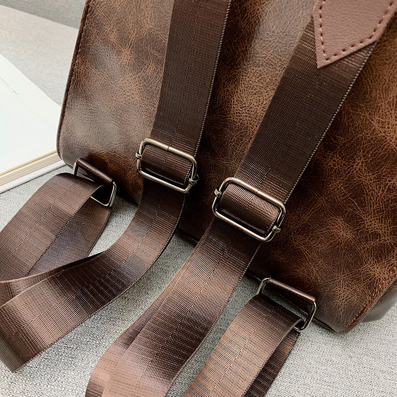 Vintage-Style Vegan Leather Backpack – Chic & Spacious Women’s Shoulder Bag