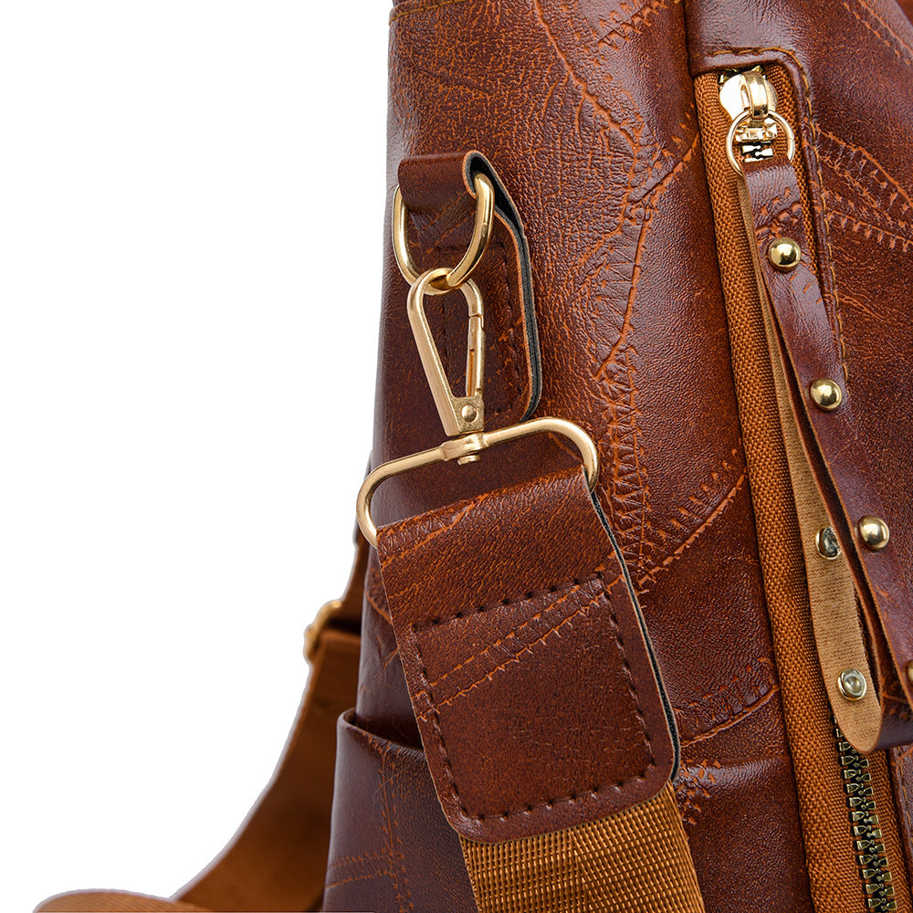 Fashionable Retro Vegan Leather Backpack - Versatile Casual Shoulder & Travel Bag