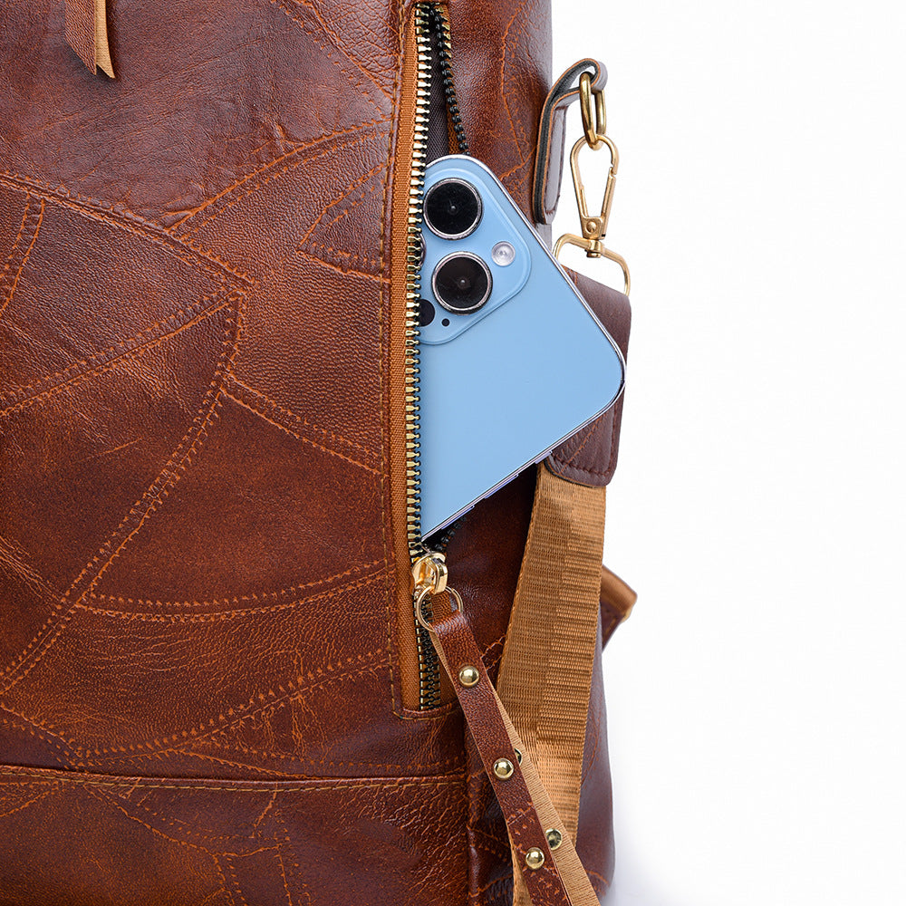 Fashionable Retro Vegan Leather Backpack - Versatile Casual Shoulder & Travel Bag