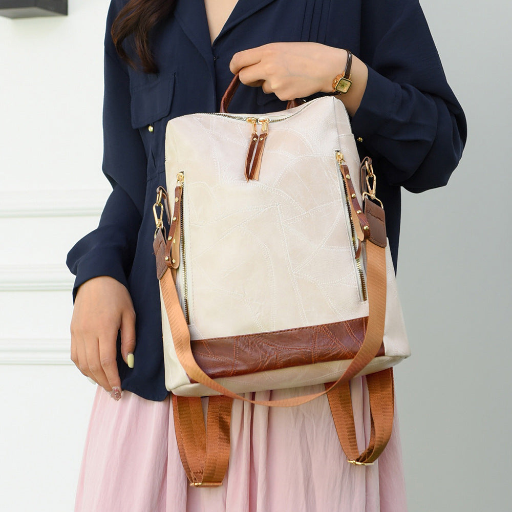 Fashionable Retro Vegan Leather Backpack - Versatile Casual Shoulder & Travel Bag