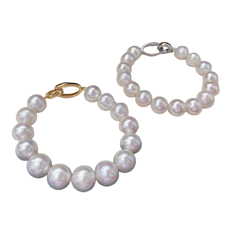 Baroque Freshwater Pearl Bracelet – 10-12mm Large Pearls with 18K Gold/Silver Clasp