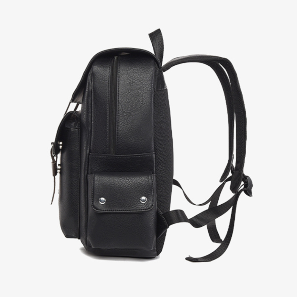 Unisex Vintage Vegan Leather Backpack – Large-Capacity Laptop & Travel Bag
