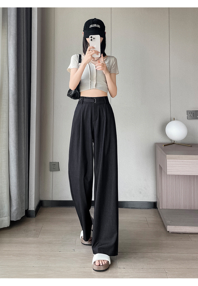 Summer Ice Silk Tencel Denim Trousers – Petite-Friendly, Breathable & Elegant