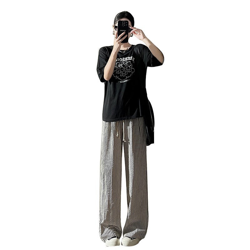 Striped Wide-Leg Lounge Pants for Women – Lightweight, Relaxed Fit Summer Trousers 2025