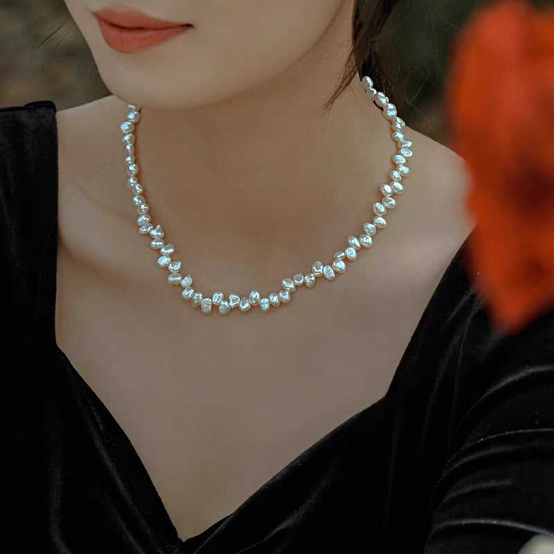 Baroque Freshwater Pearl Necklace in Sterling Silver