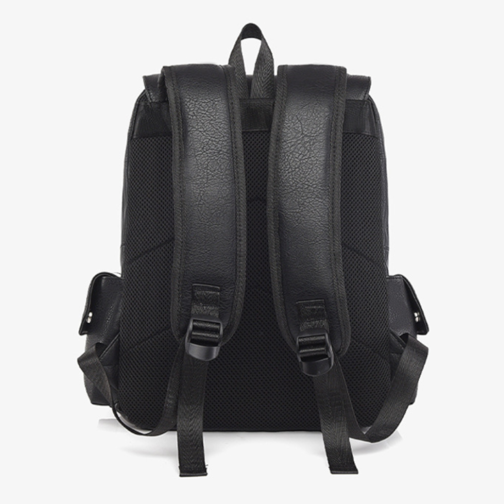 Unisex Vintage Vegan Leather Backpack – Large-Capacity Laptop & Travel Bag