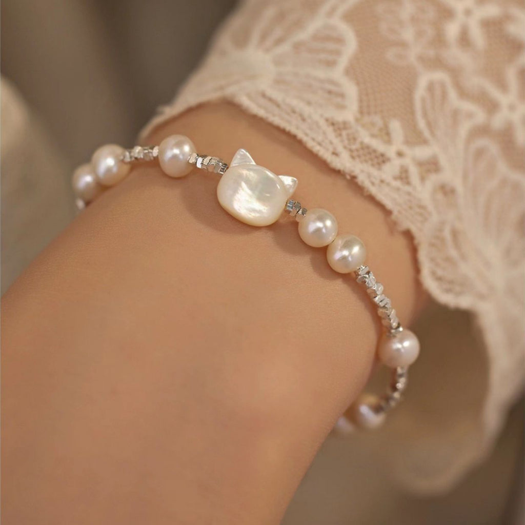 Freshwater Pearl Cat Beaded Pearl Bracelet