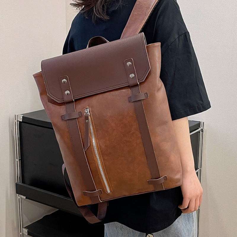 Retro-Inspired Vegan Leather Backpack – Trendy & Functional for Daily Use