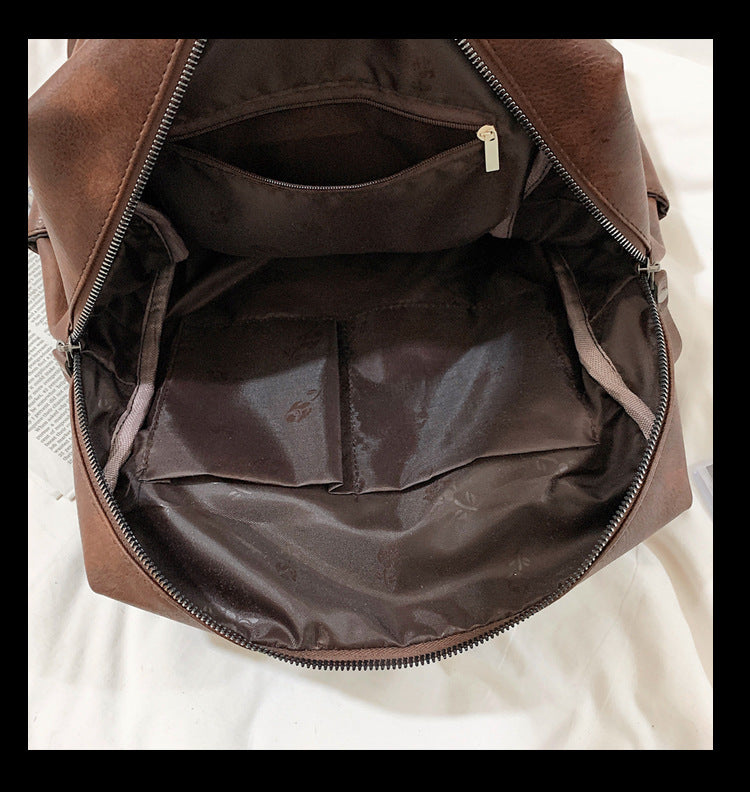 Vintage Vegan Leather Backpack – Stylish & Spacious Casual Travel Bag