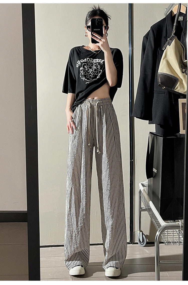 Striped Wide-Leg Lounge Pants for Women – Lightweight, Relaxed Fit Summer Trousers 2025