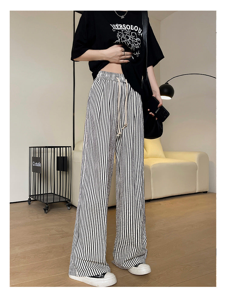 Striped Wide-Leg Lounge Pants for Women – Lightweight, Relaxed Fit Summer Trousers 2025