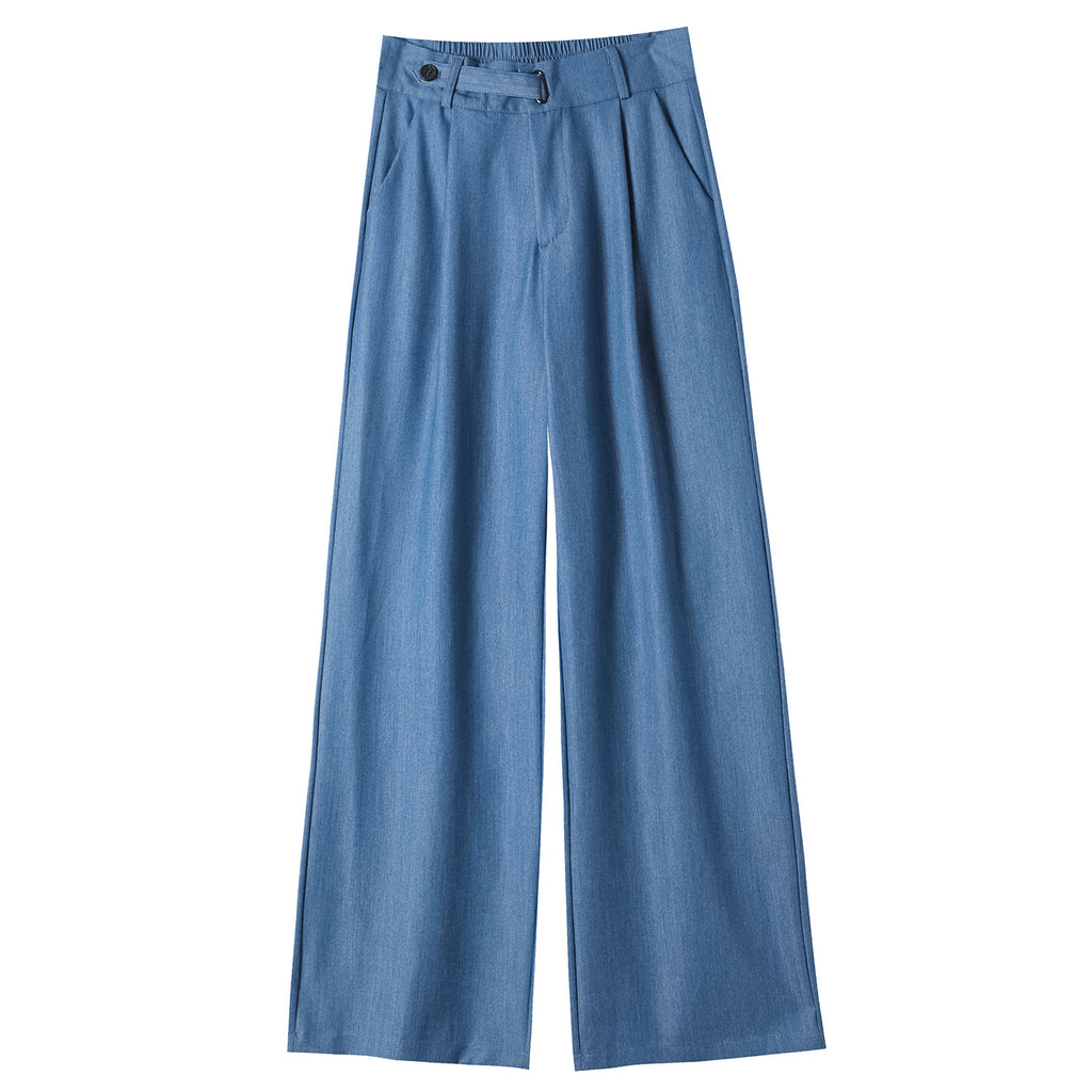 Summer Ice Silk Tencel Denim Trousers – Petite-Friendly, Breathable & Elegant