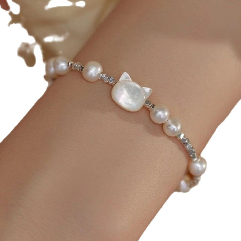 Freshwater Pearl Cat Beaded Pearl Bracelet