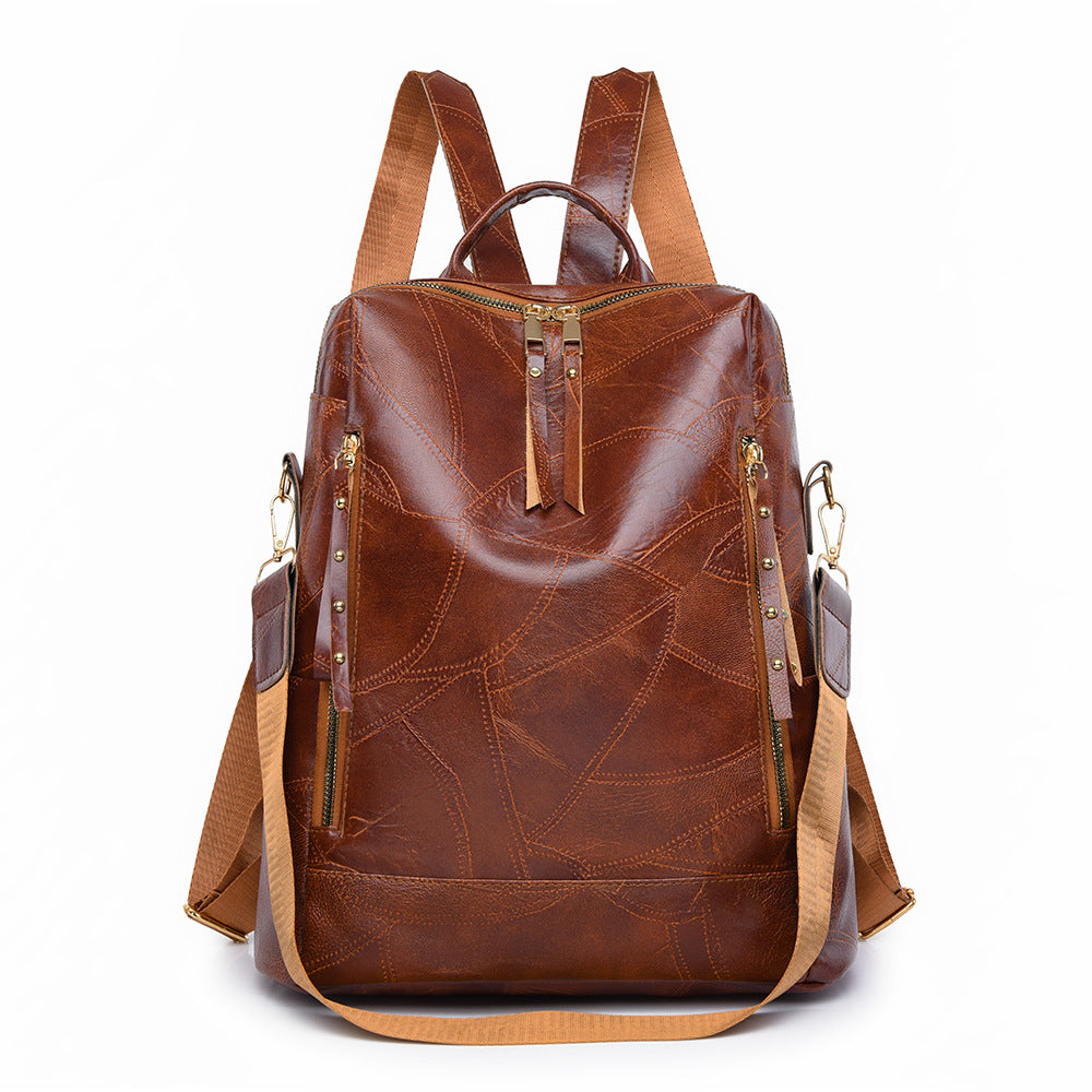 Fashionable Retro Vegan Leather Backpack - Versatile Casual Shoulder & Travel Bag