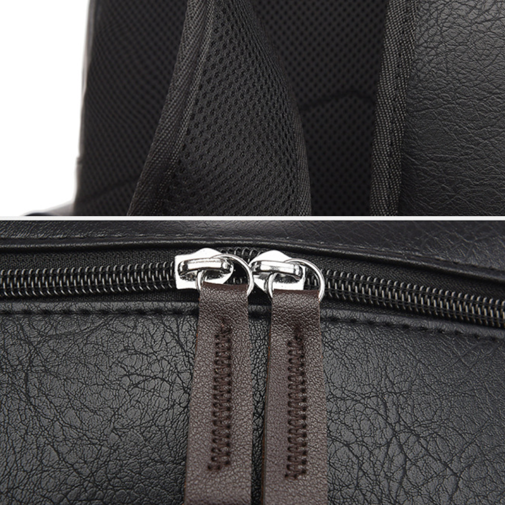 Unisex Vintage Vegan Leather Backpack – Large-Capacity Laptop & Travel Bag