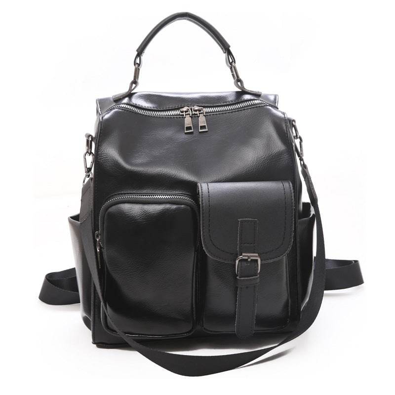 Vintage-Style Vegan Leather Backpack – Chic & Spacious Women’s Shoulder Bag