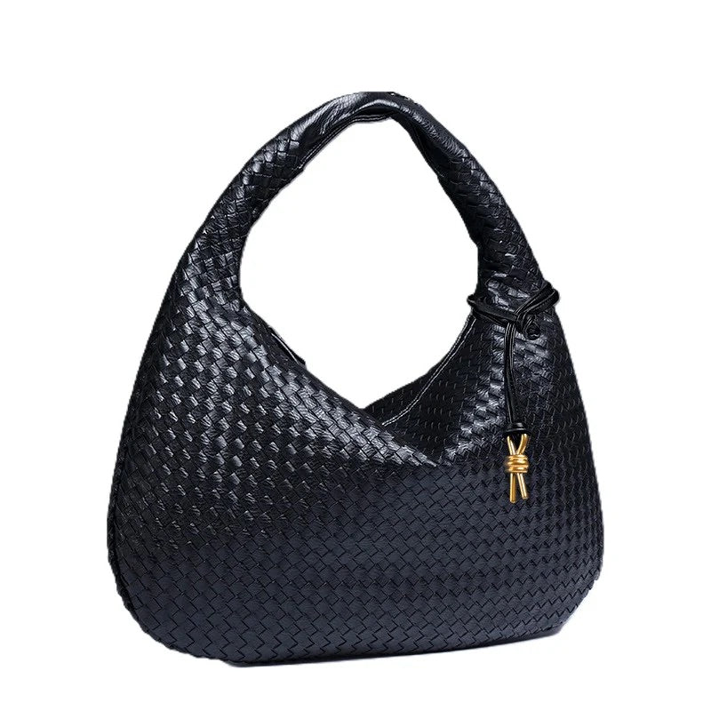 Elegant Vegan Leather Woven Shoulder Bag